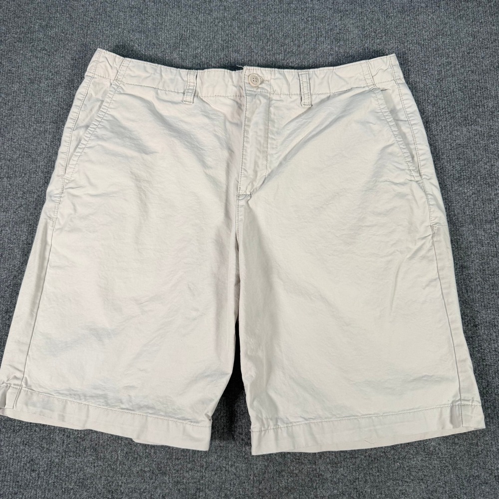 Joe Fresh Mens Beige Flat Front Chino Shorts Size 34 Casual Summer Cotton #4221